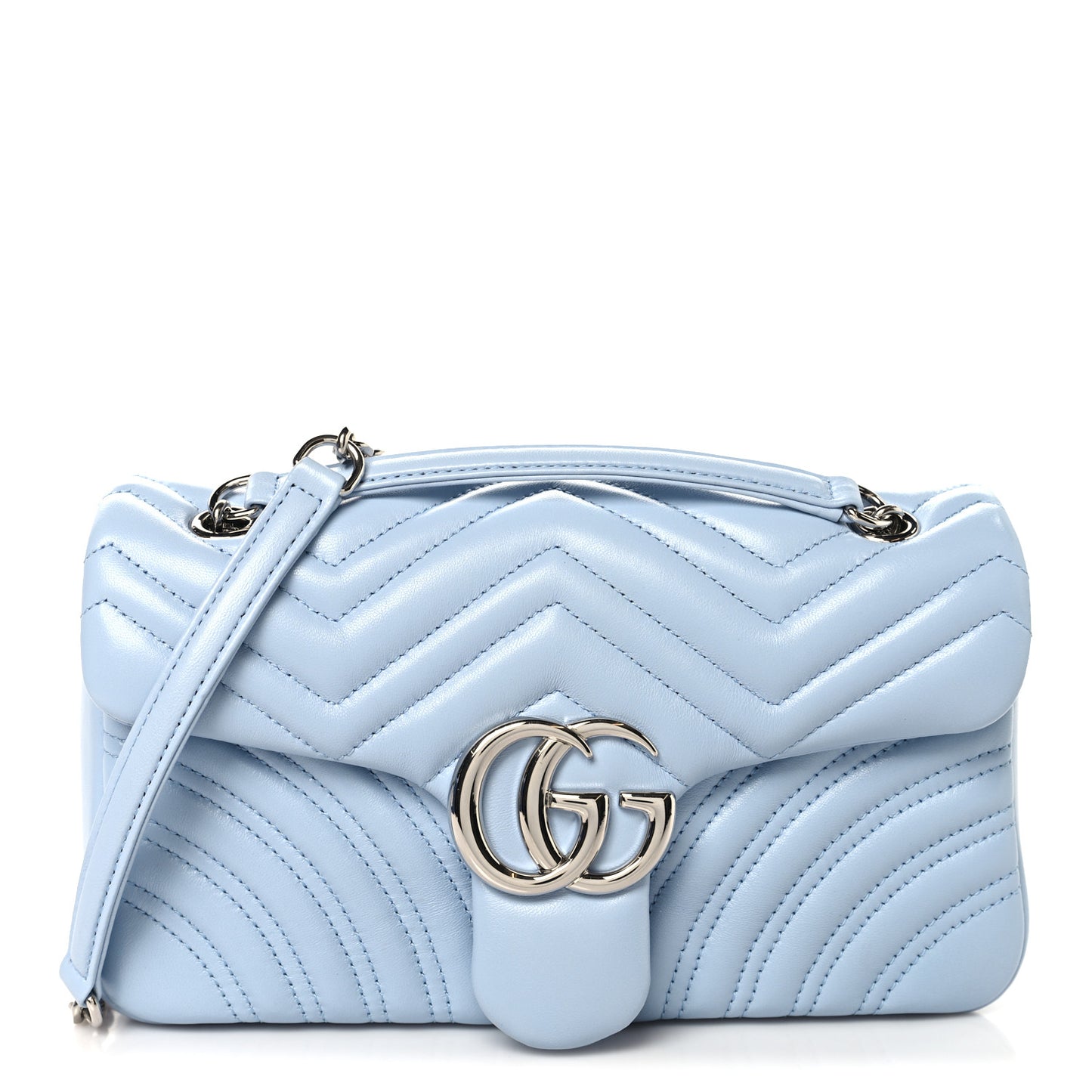 Lambskin Matelasse Medium GG Marmont Shoulder Bag Porcelain Light Blue