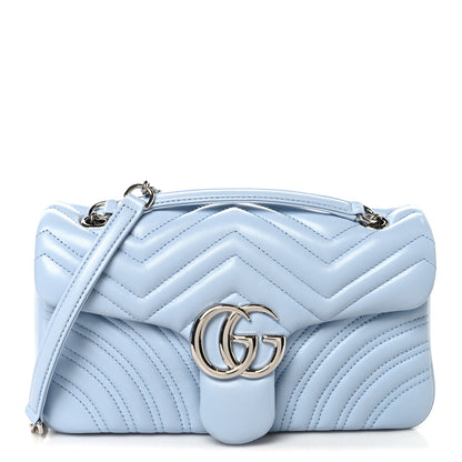 Gucci Lambskin Matelasse Medium GG Marmont Shoulder Bag Porcelain Light Blue 1 of 10