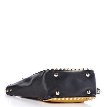 Valentino Garavani Vitello Mini Rockstud Tote Yellow Black 4 of 12