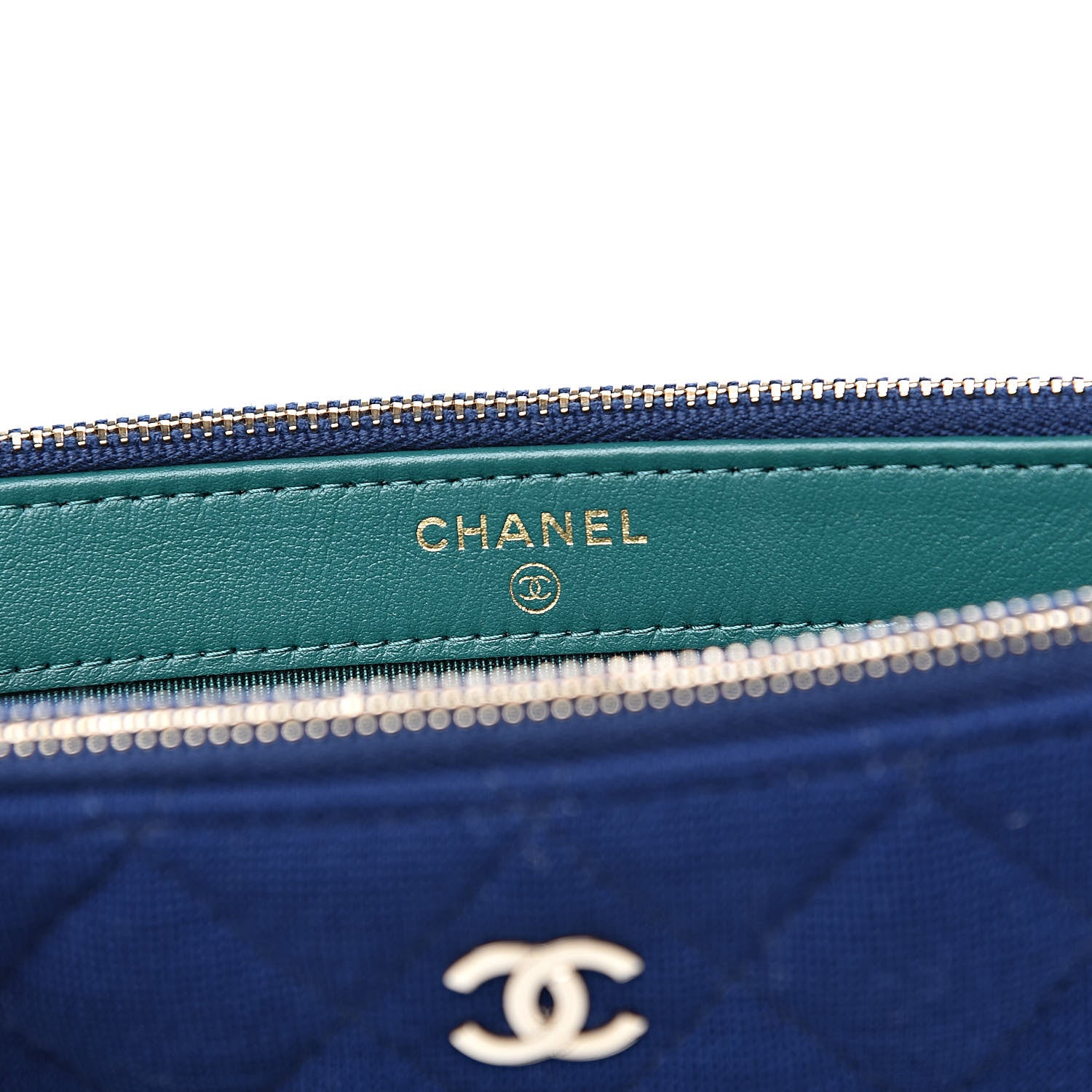 Chanel Jersey Quilted Small Clutch With Chain Navy 10 of 13