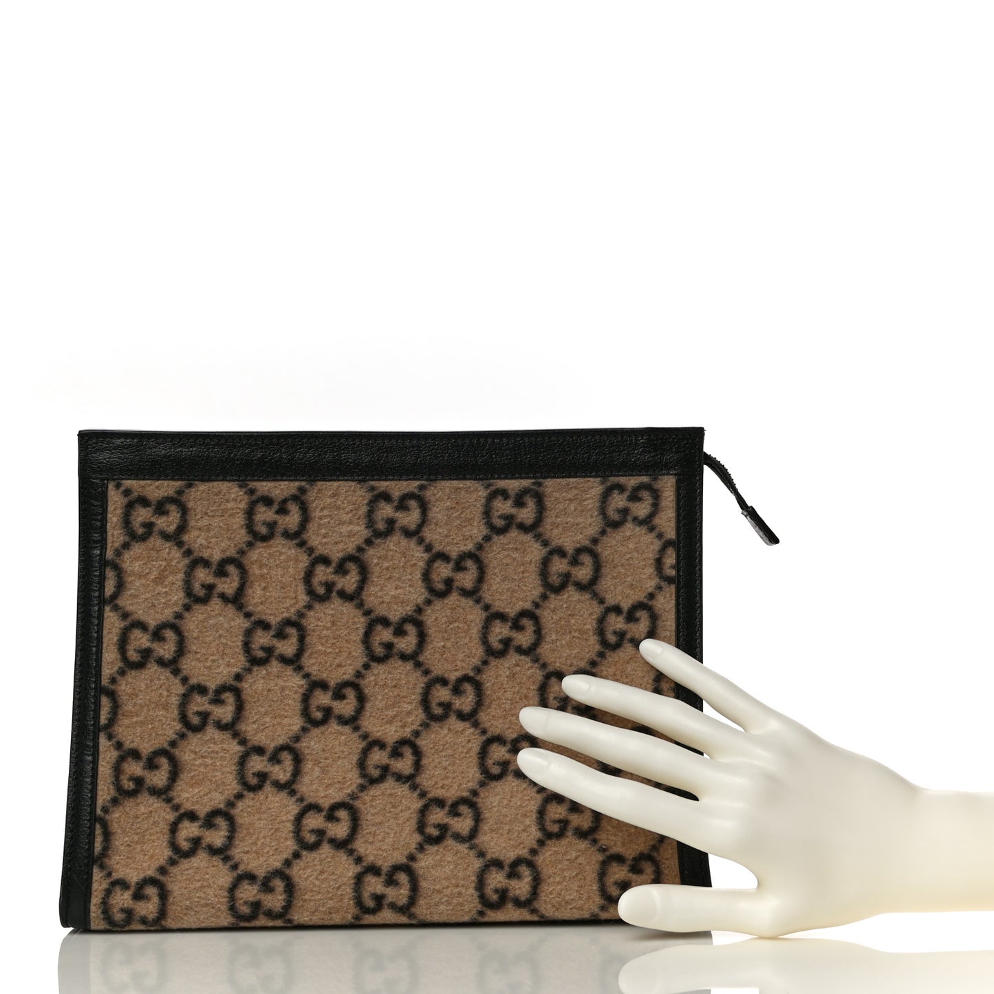 Monogram Wool Pouch Brown