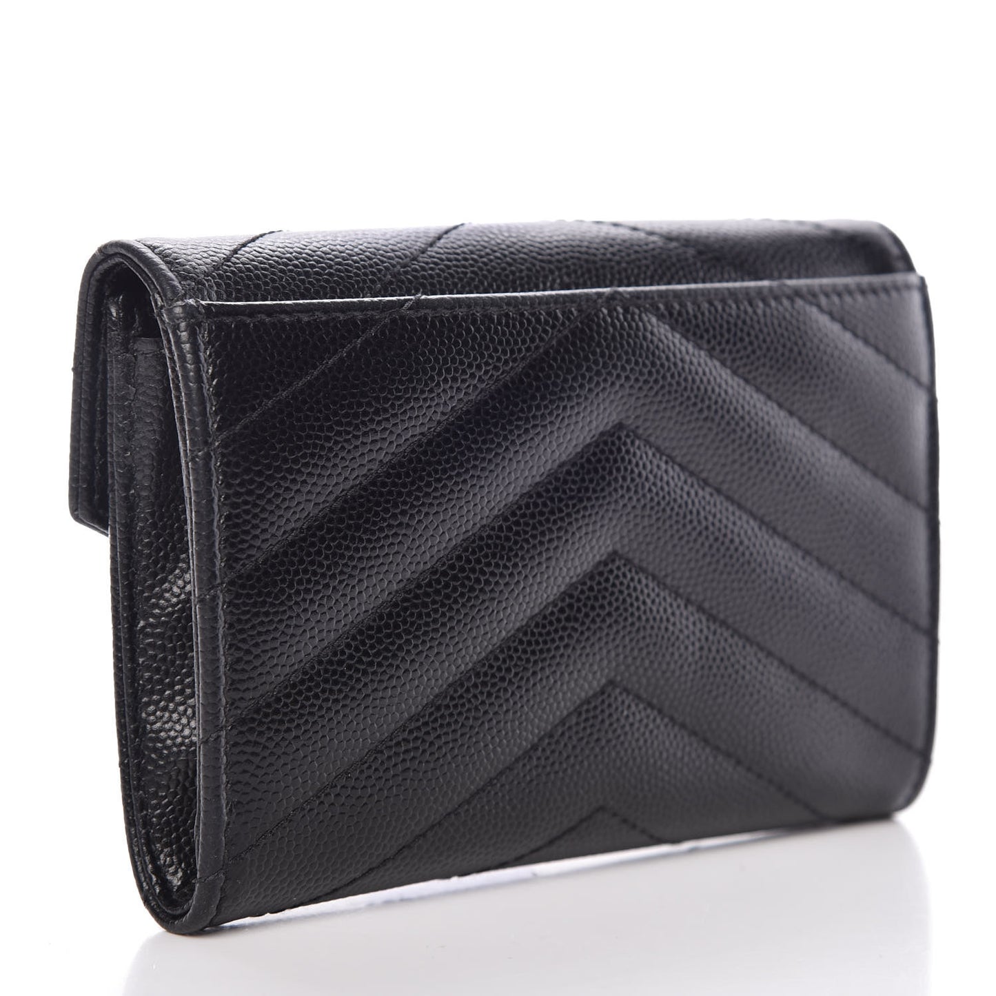 Grain De Poudre Matelasse Chevron Small Monogram Envelope Wallet Black