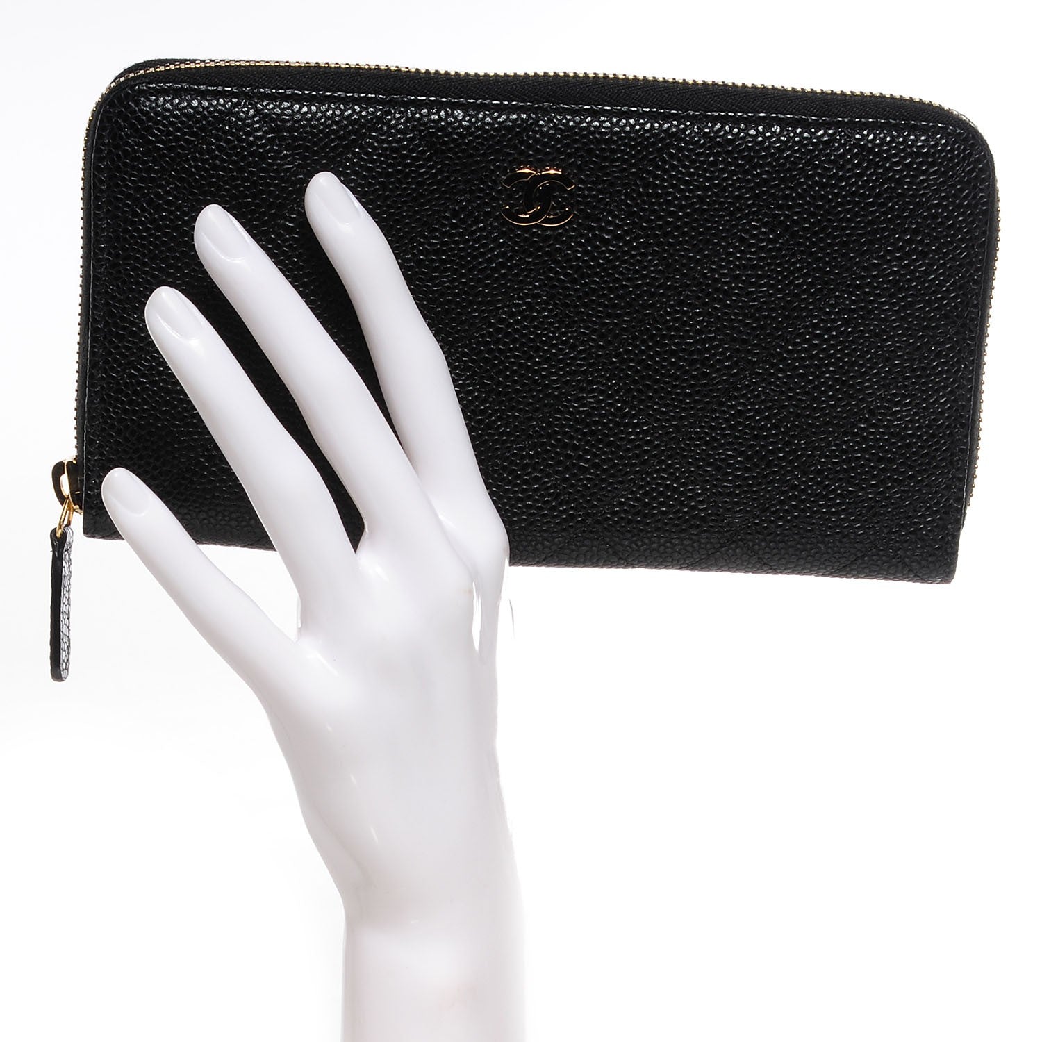 Chanel Caviar Quilted Large Gusset Zip Around Wallet Black 2 of 8