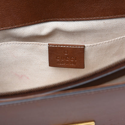 Gucci Calfskin Medium Cat Lock Top Handle Bag Brown 5 of 17