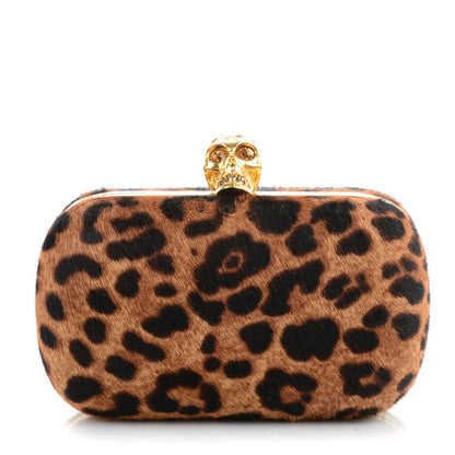 Alexander McQueen Leopard Print Calf Hair Skull Box Clutch 1 of 7