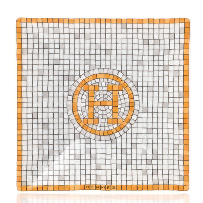 Hermes Porcelain Mosaique Au 24 Square Plate N°1 Gold 1 of 6