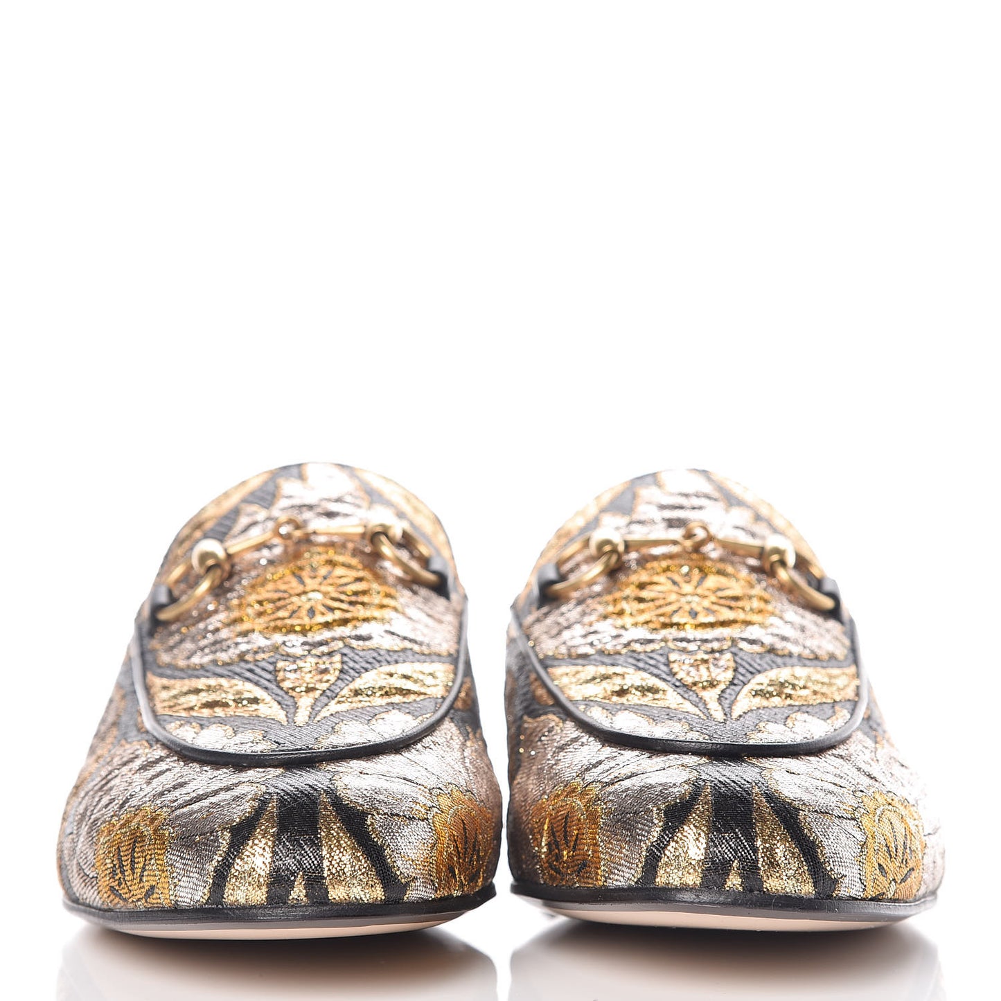 Jacquard Floral Womens Princetown Slippers 37 Oro Black