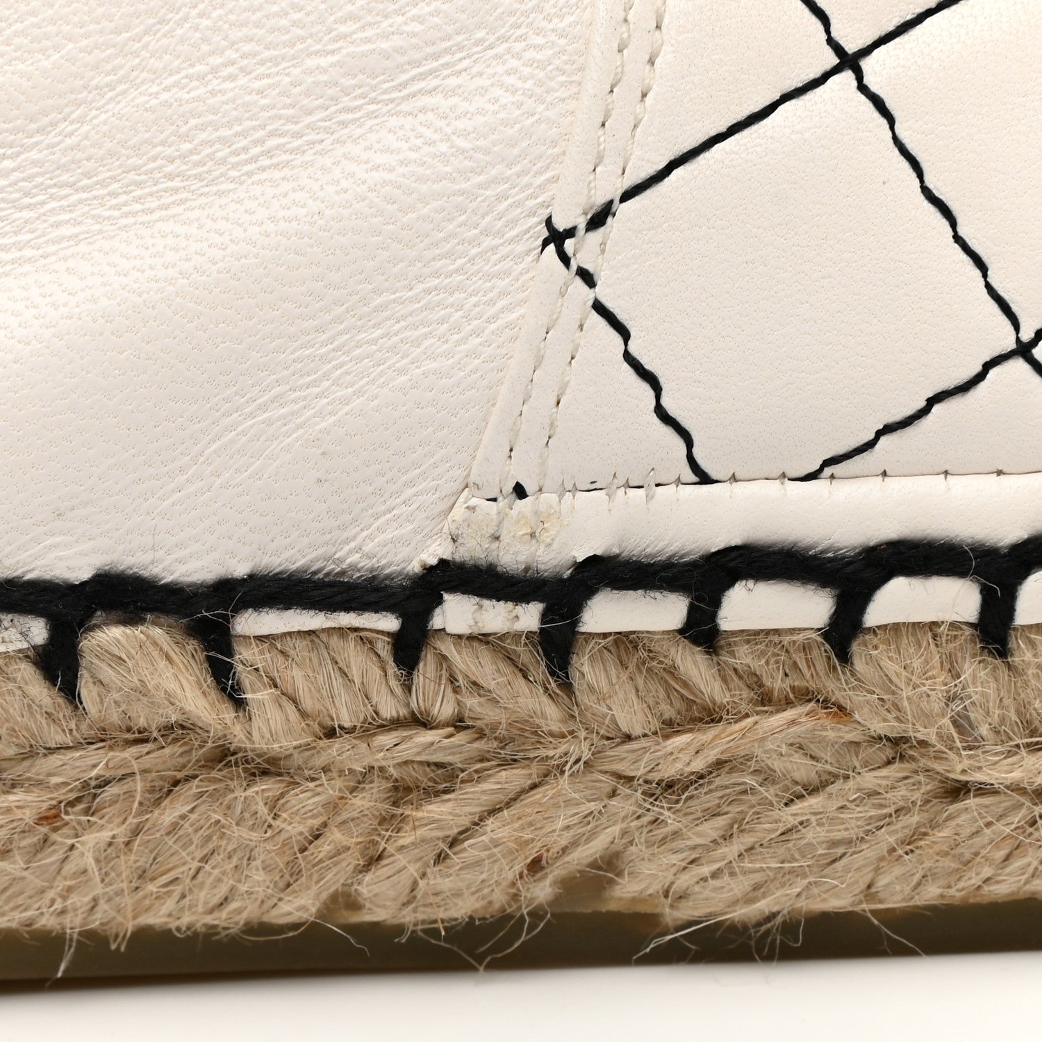 Chanel Lambskin Stitched CC Espadrilles 37 White Black 12 of 14