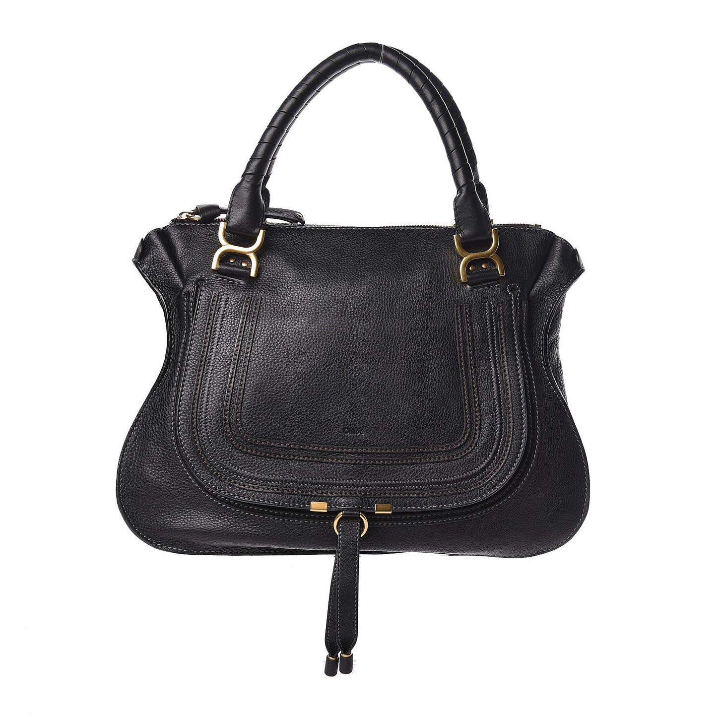 Calfskin Large Marcie Satchel Black