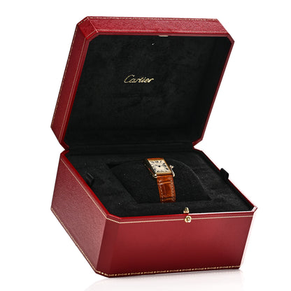 Cartier 18K Yellow Gold Alligator 22mm Tank Louis Quartz Watch Brown 5 of 5