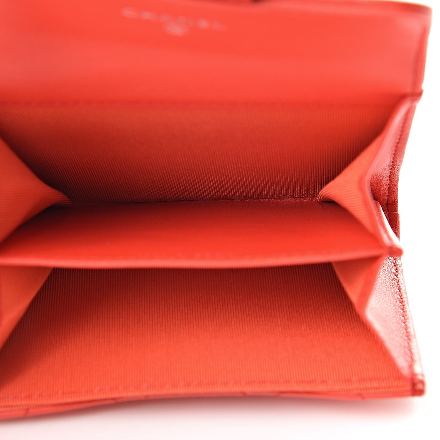Chanel Lambskin Quilted Flap Card Holder Wallet Red 5 of 9