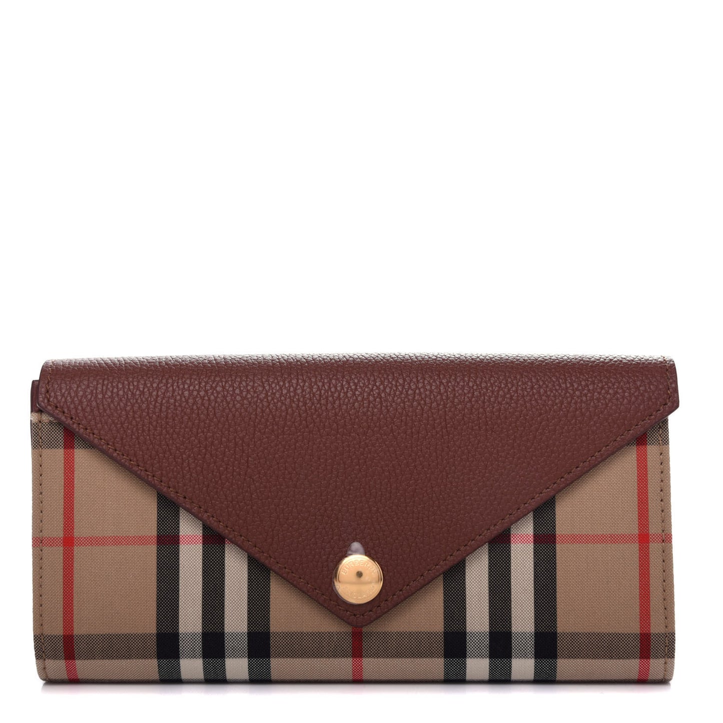 BURBERY Calfskin Vintage Check Continental Wallet Tan