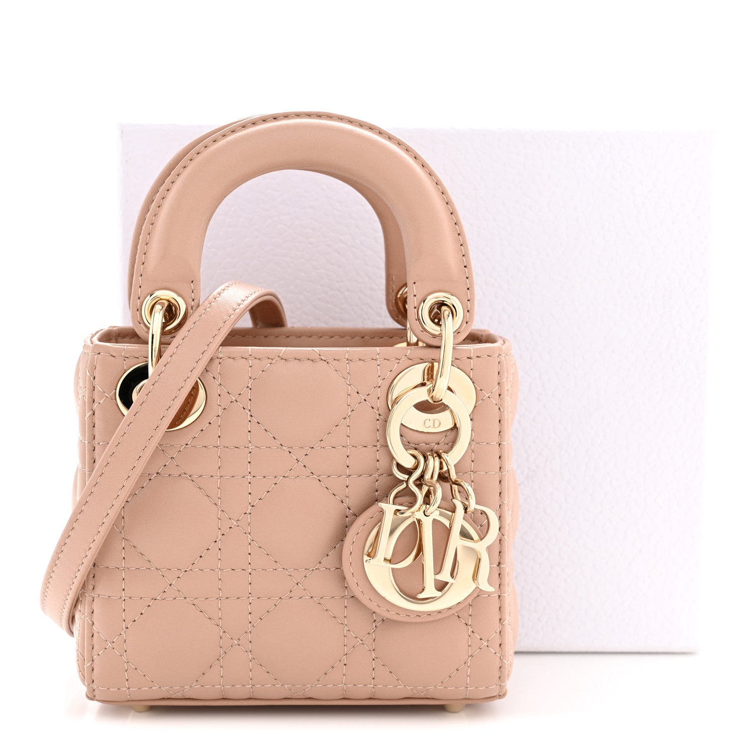 Christian Dior Lambskin Cannage Micro Lady Dior Rose Des Vents 11 of 11