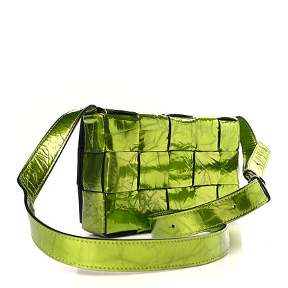 Bottega Veneta Metallic Crushed Calfskin Maxi Intrecciato Cassette Crossbody Bag Chlorophyll 3 of 9