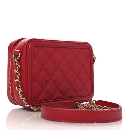 Chanel Caviar Quilted Filigree Vanity Clutch With Chain Red 3 of 11