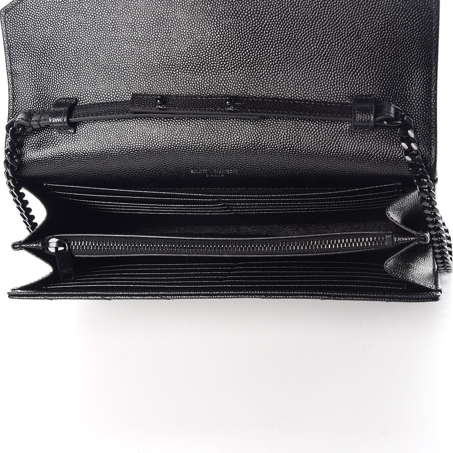 Grain De Poudre Matelasse Chevron Monogram Chain Wallet Black