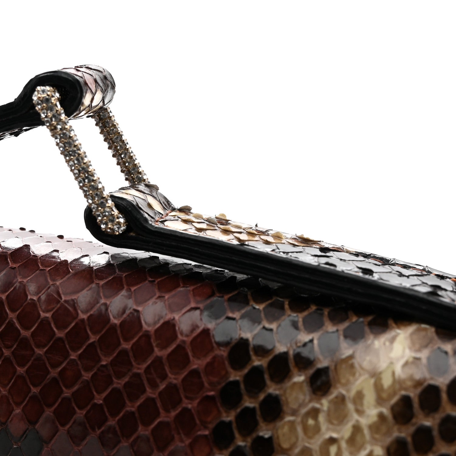 Valentino Garavani Snakeskin Crystal Clutch Brown Multicolor 9 of 10
