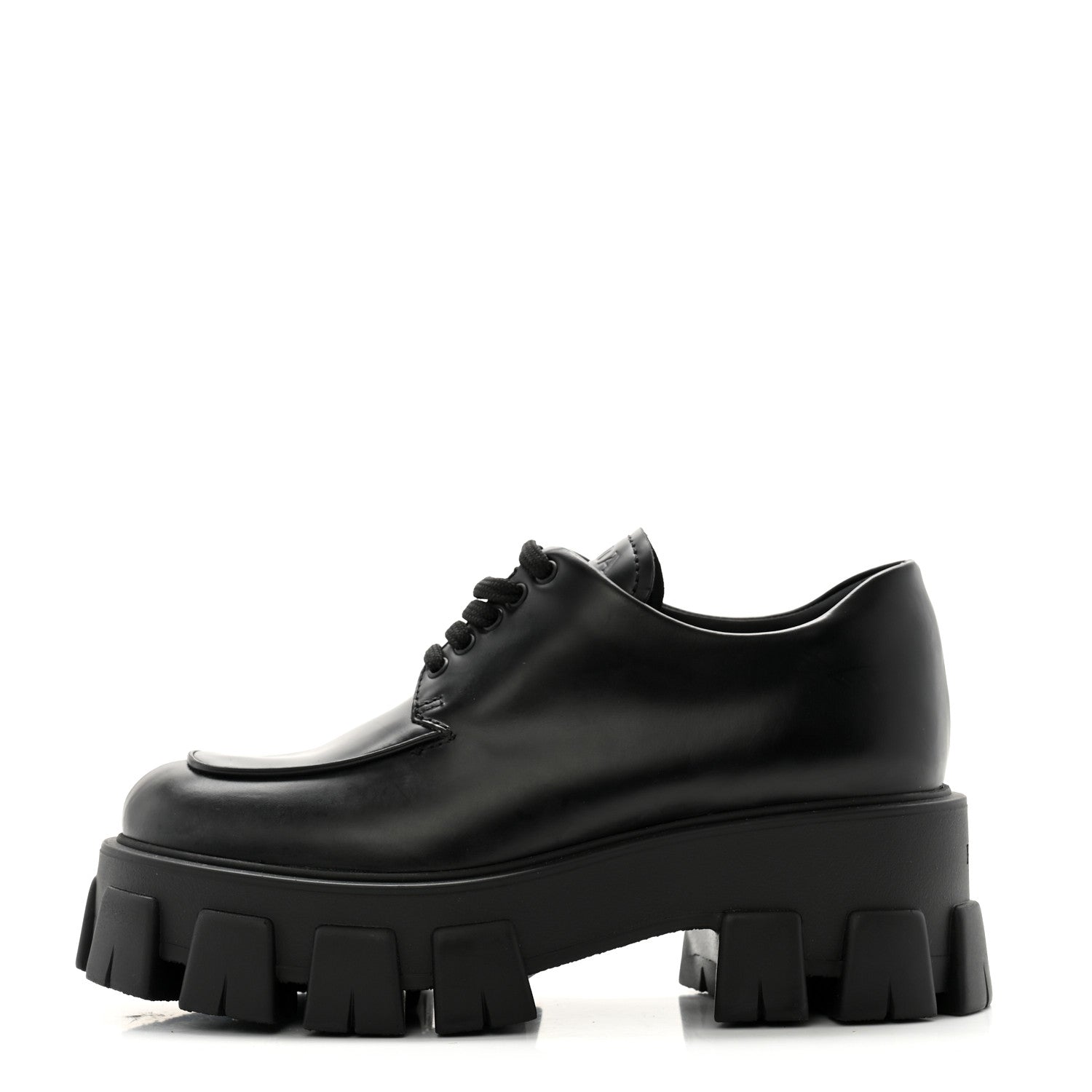 Prada Spazzolato Rois Monolith 55mm Derby Loafers 35.5 Black 1 of 9