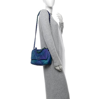 Chanel Tie Dye Calfskin Quilted Medium Chanel 19 Flap Blue Purple 2 of 11