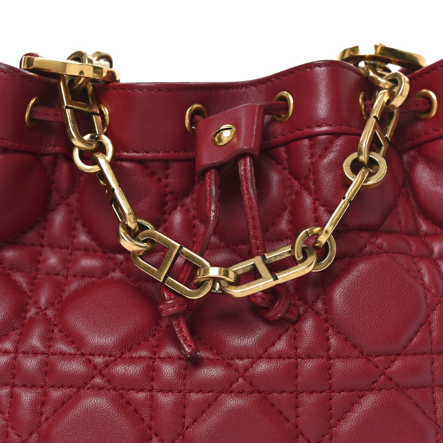 Christian Dior Lambskin Cannage Miss Dior Bucket Bag Cherry Red 8 of 10