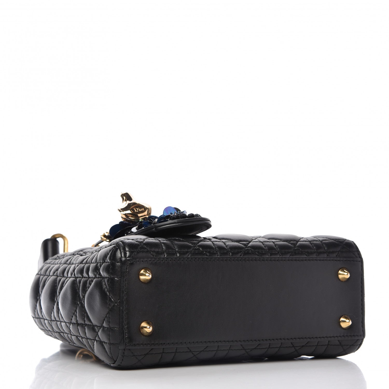 Christian Dior Lambskin Cannage Small Jeweled Lady Dior Black 4 of 9