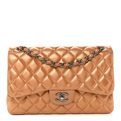 Chanel Metallic Caviar Quilted Jumbo Double Flap Copper 1 of 10