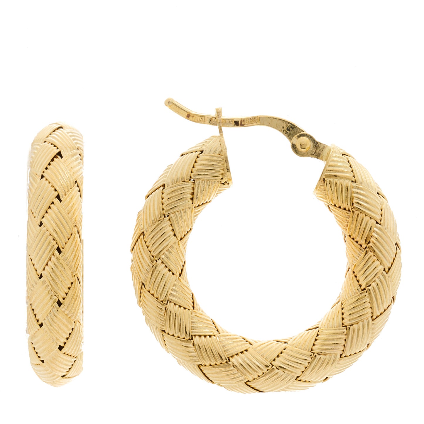 18K Yellow Gold Medium Woven Hoop Earrings