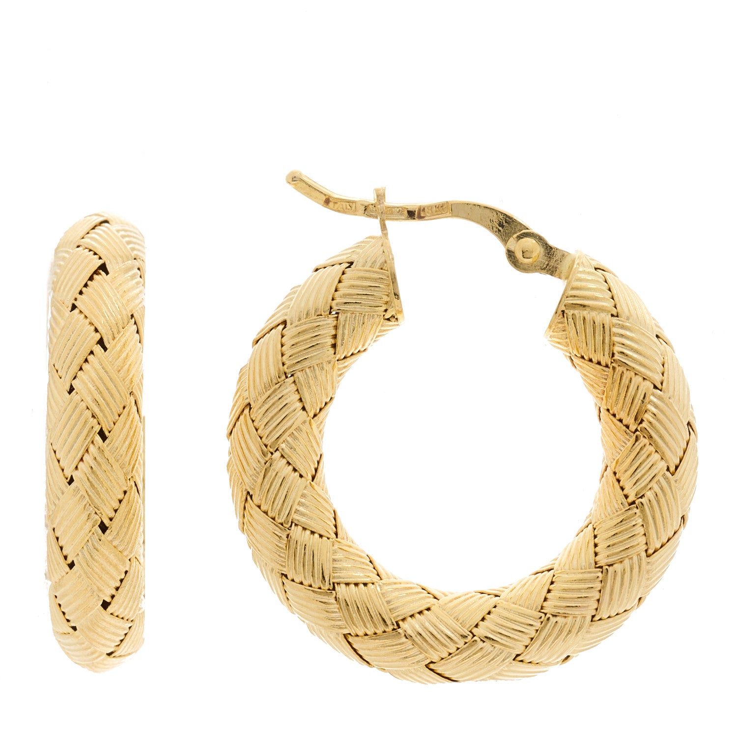 Roberto Coin 18K Yellow Gold Medium Woven Hoop Earrings 1 of 3