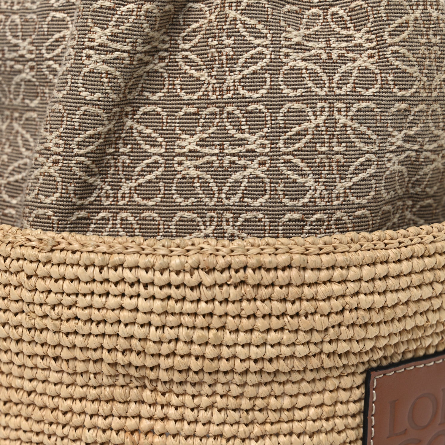 Loewe Calfskin Raffia Bucket Bag Natural Tan 8 of 11