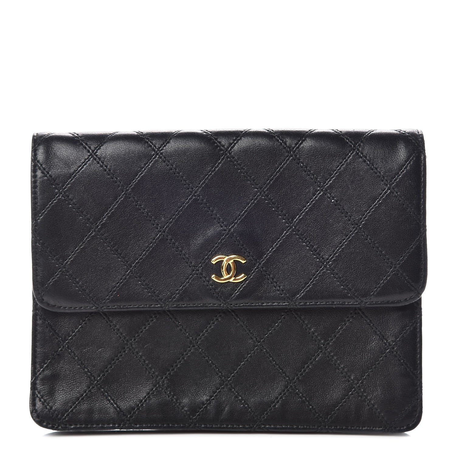 Chanel Lambskin Diamond Stitch Compact Pouch Black 1 of 12