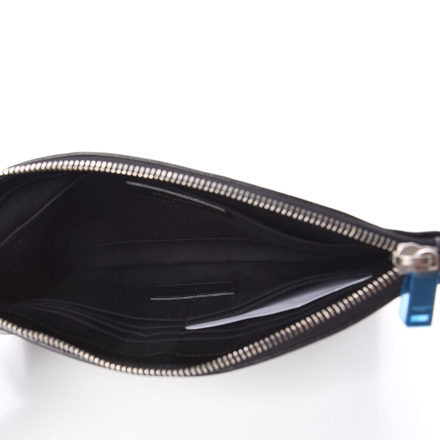 Calfskin Crocodile Embossed Monogram Zip Pouch Black
