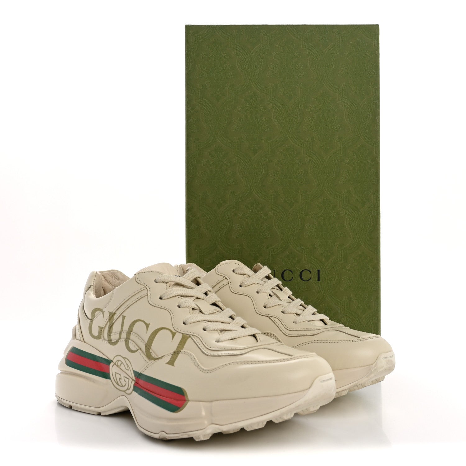Gucci Calfskin Logo Womens Rhyton Sneakers 37 Ivory 10 of 10