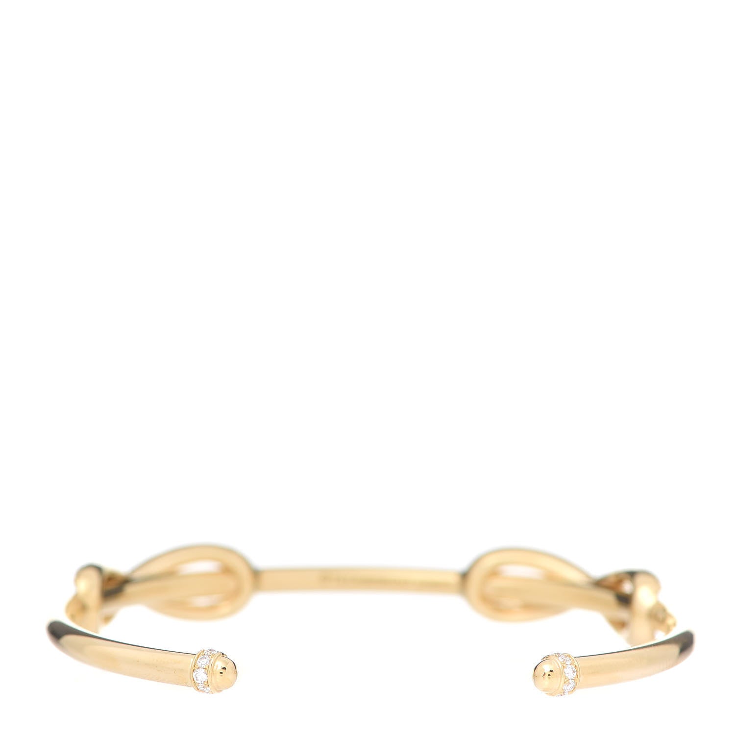 Tiffany 18K Yellow Gold Diamond Double Infinity Cuff Bracelet 3 of 5