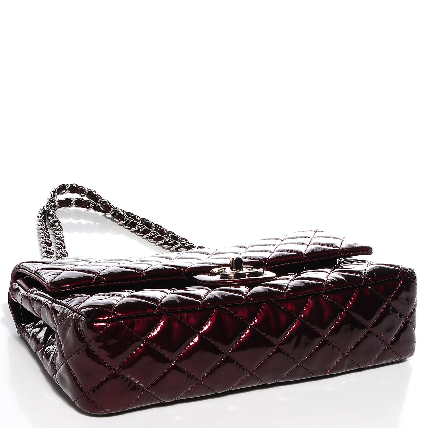 Chanel Patent Quilted Medium Double Flap Bordeaux 4 of 9
