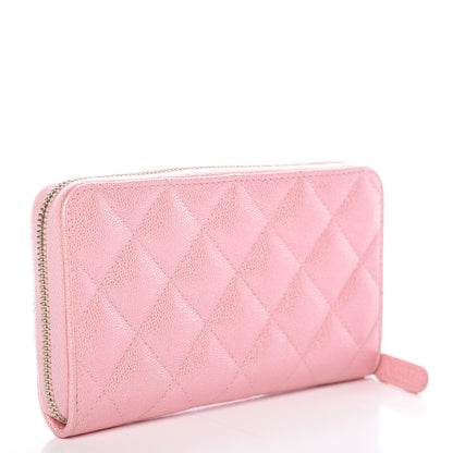 Chanel Iridescent Caviar Quilted Medium Zip Around Wallet Pink 3 of 14