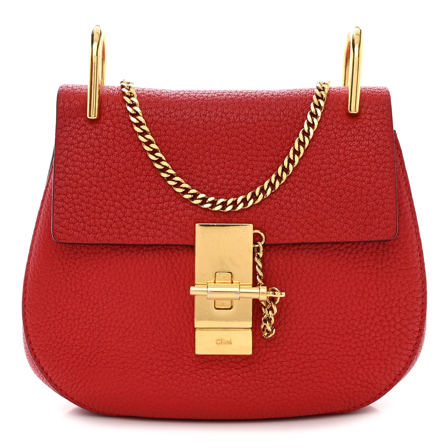 Grained Lambskin Mini Drew Shoulder Bag Plaid Red