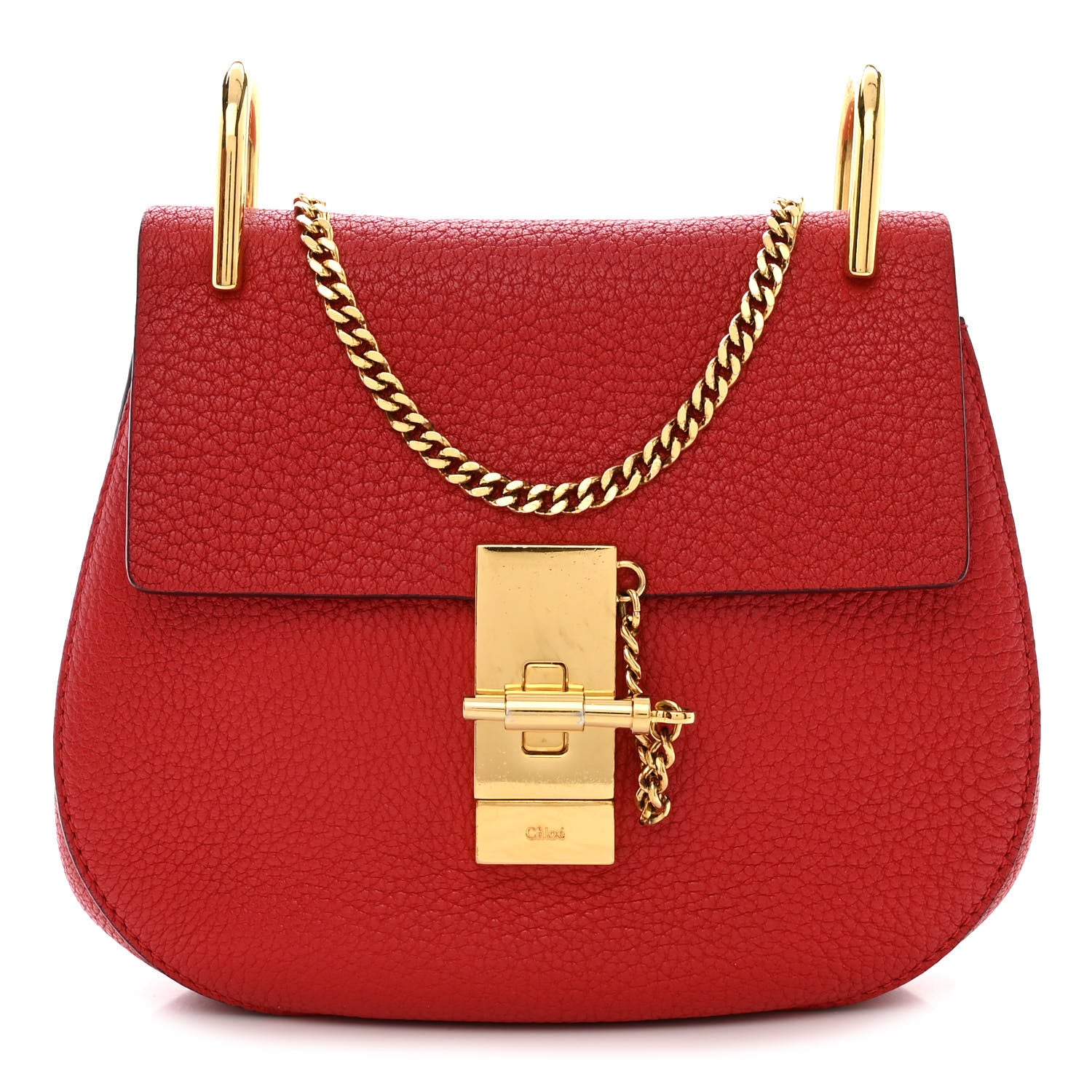 Chloe Grained Lambskin Mini Drew Shoulder Bag Plaid Red 1 of 12
