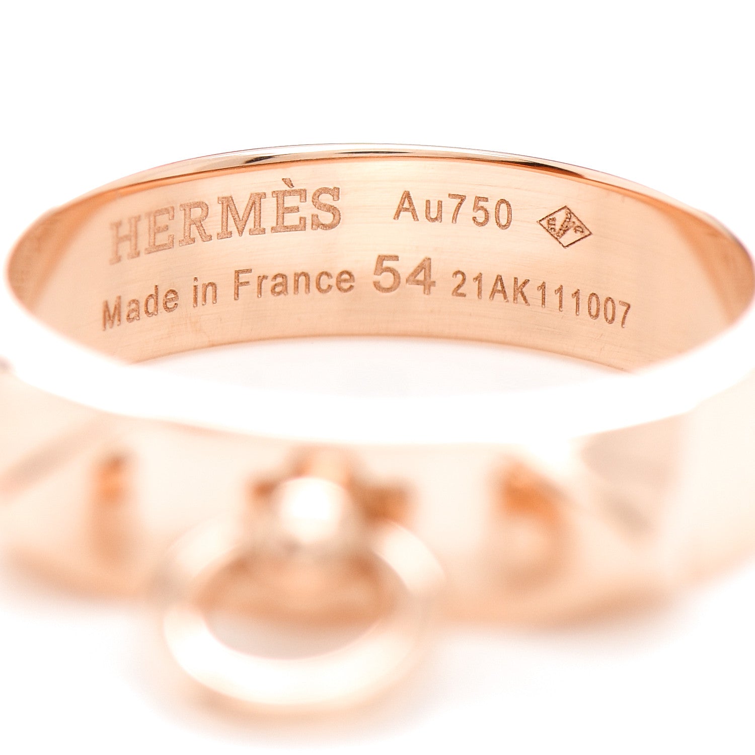 Hermes 18K Rose Gold PM Collier De Chien Ring 54 7 4 of 5