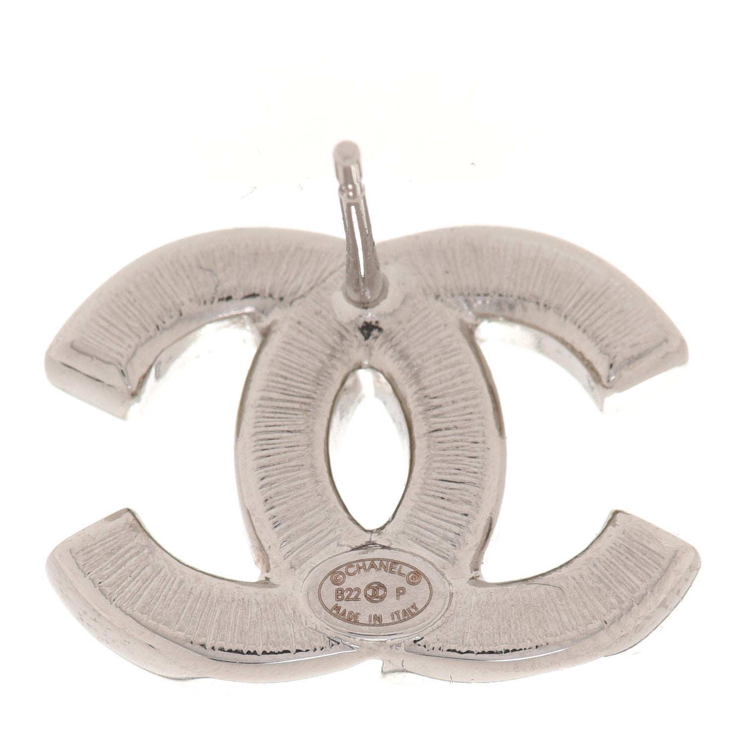Chanel Baguette Crystal Double CC Earrings Silver 4 of 5