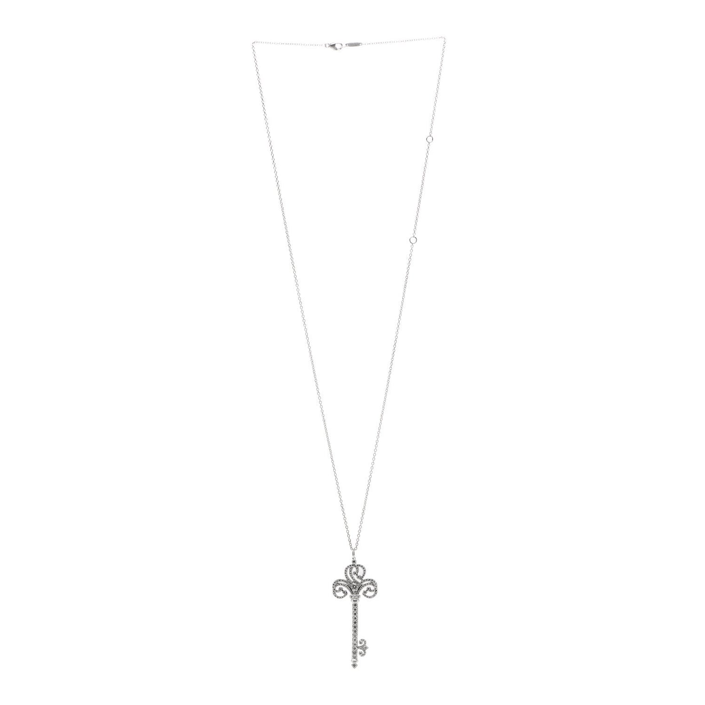Platinum Diamond Enchant Heart Key Pendant Necklace