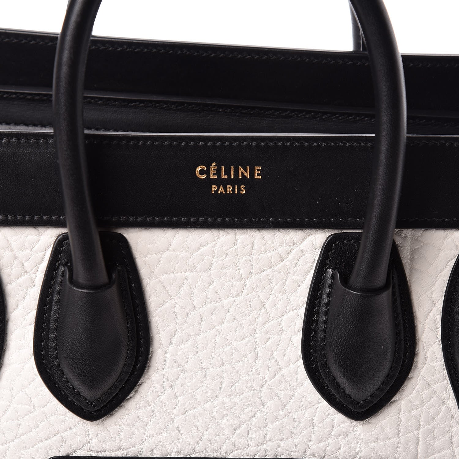 Celine Bullhide Calfskin Nubuck Bi-Color Nano Luggage Black White 9 of 9