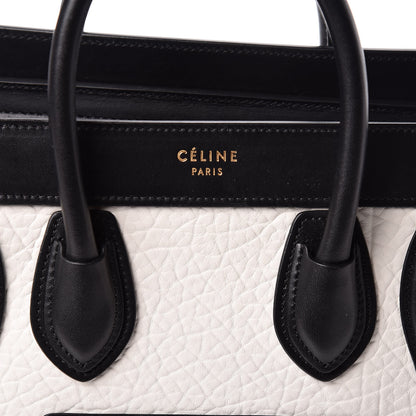 Celine Bullhide Calfskin Nubuck Bi-Color Nano Luggage Black White 9 of 9