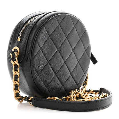 Chanel Caviar Quilted Small Round Bag With Chain Black 3 of 11