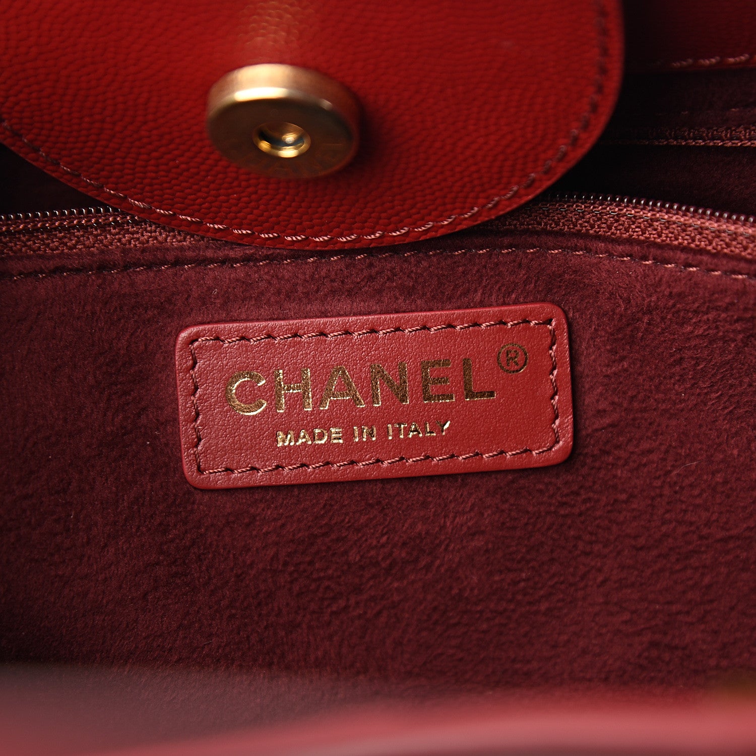 Chanel Caviar Small Studded Deauville Tote Red 5 of 9