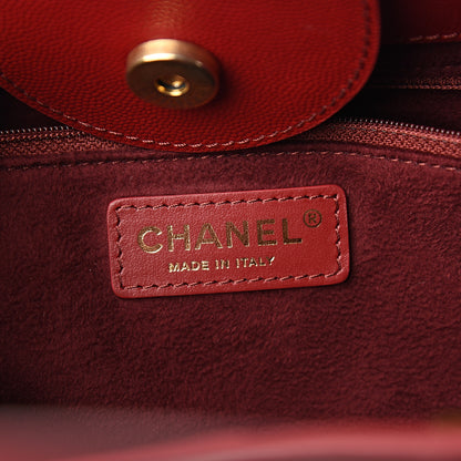 Chanel Caviar Small Studded Deauville Tote Red 5 of 9