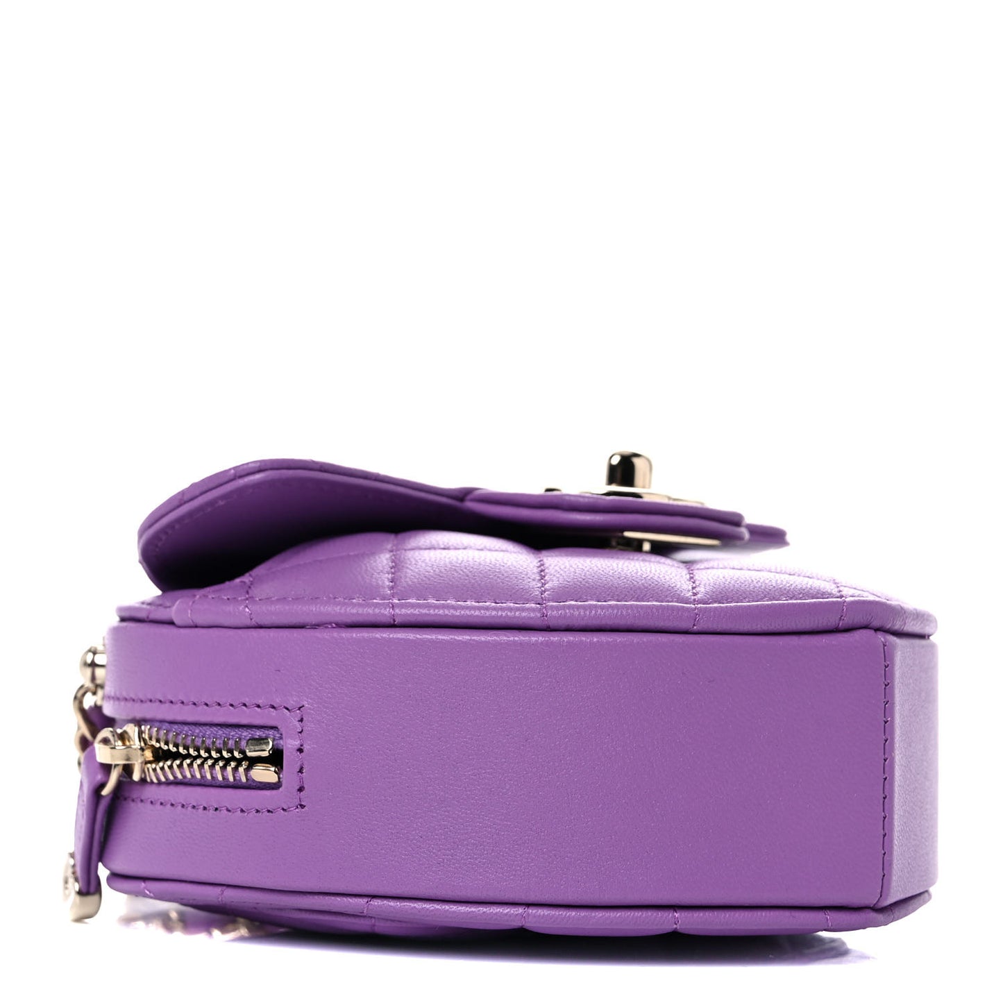Lambskin Quilted CC In Love Heart Clutch With Chain Purple