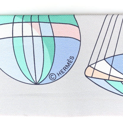 Hermes Silk Les Folies Du Ciel Twilly Gris Perle Grenadine Vert 3 of 4
