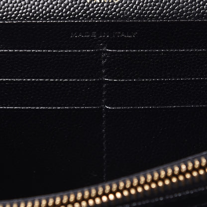 Saint Laurent Grain De Poudre Matelasse Chevron Monogram Flap Wallet Black 7 of 7