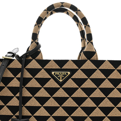 Prada Jacquard Saffiano Triangolo Symbole Embroidered Small Tote Black Corda 5 of 10