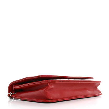 Chanel Lambskin Camellia Embossed Wallet on Chain WOC Red 4 of 14